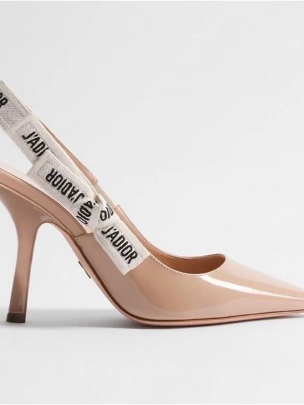Dior J'Adior Patent Pointed-Toe Slingback Pump in Nude Blush